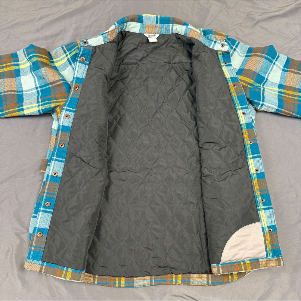 Duluth Trading Co Womens XL Quilted Flannel Shirt Jacket Plaid Teal - Picture 5 of 9